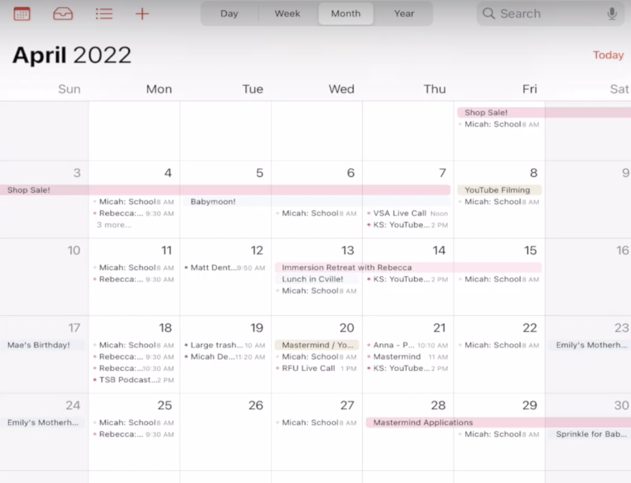 April 2022 Google Calendar